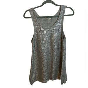 Moth For Anthropologie Silver Metallic Knit Sweater Tank